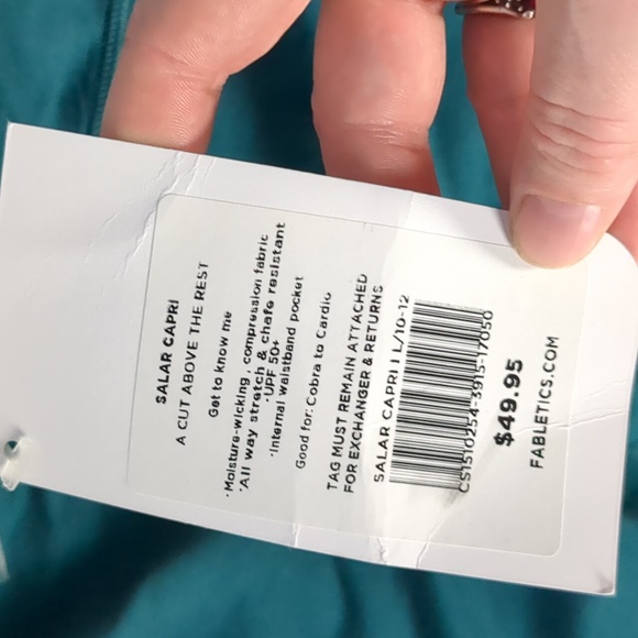 Fabletics teal salar Capri leggings size large - Picture 2 of 4